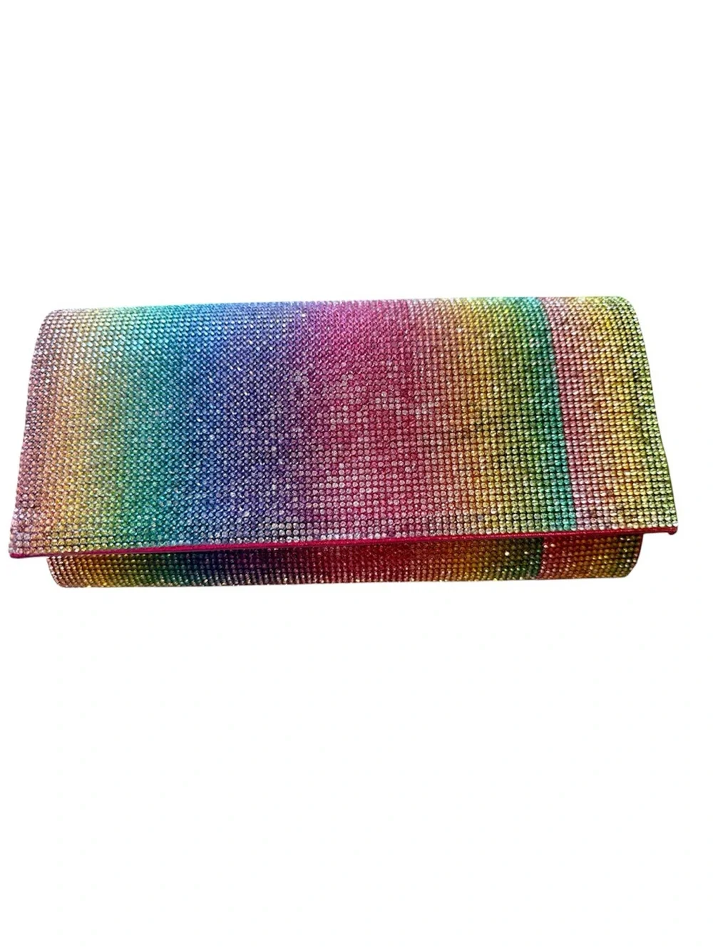 3 AM Forever Rainbow Rhinestone Crystal Evening Envelope Clutch Snap Closure